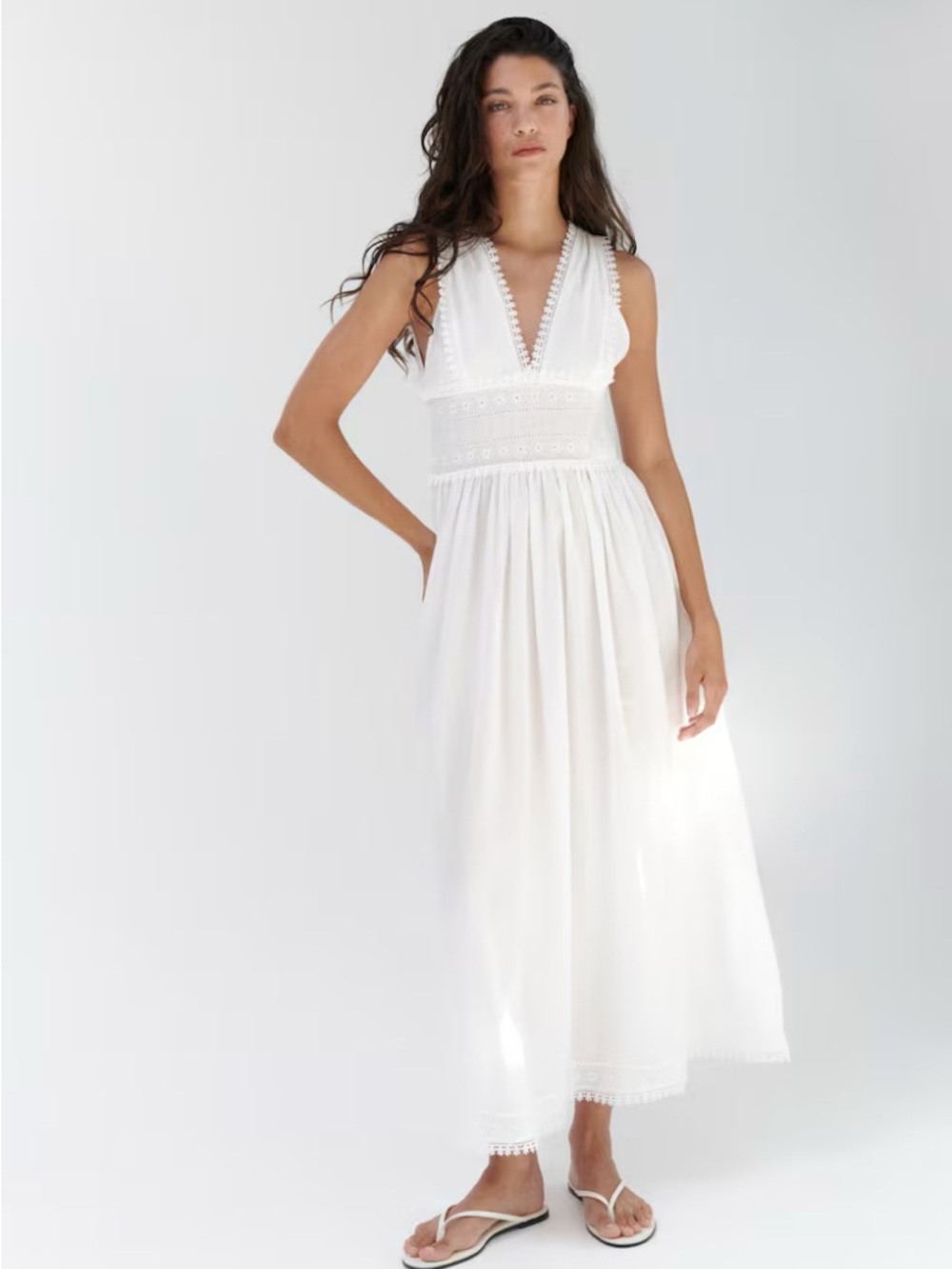 Muslin White Lace-Trim Maxi Dress - NWT, size S (will fit up to slim size 6) - Picture 2 of 6